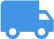 Truthful Transport™ logo, little blue shipping truck